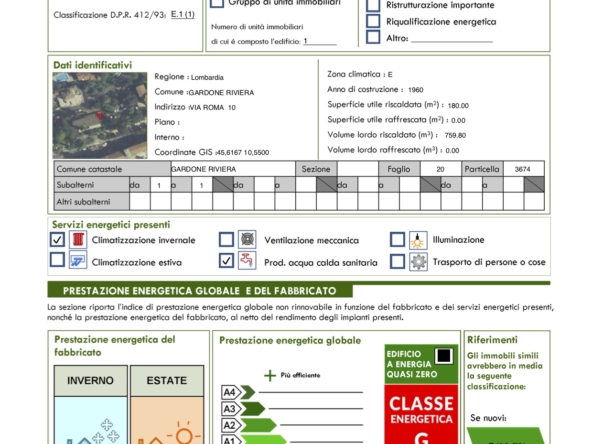 certificato energetico APE X GARDONE RIVIERA